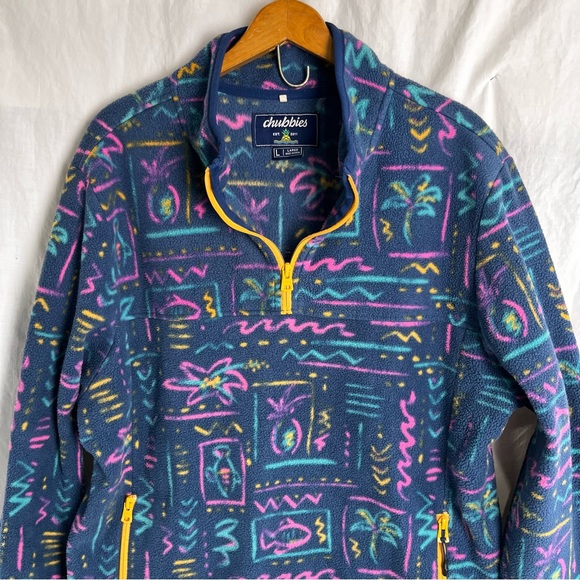 Chubbies Men Large Sweater The Chilly Vibe Quarter Zip Fleece Pullover Jacket L - Picture 2 of 16
